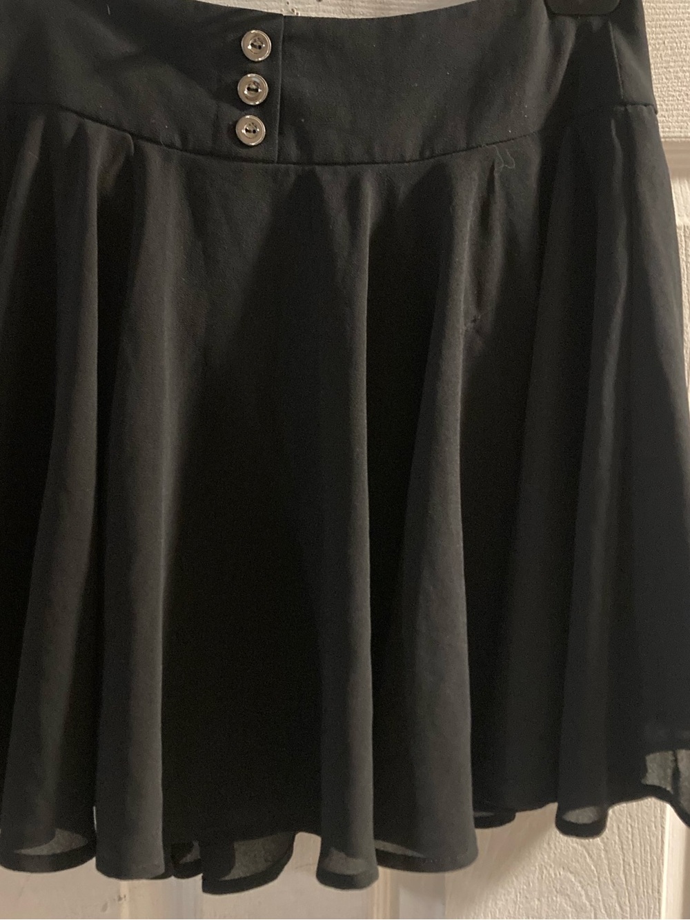 twik Black Circle Skirt with Front Buttons